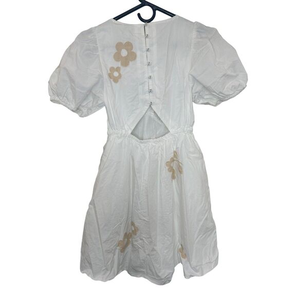 Madewell Annamarie Mini Girly Gauzy Poofy Cotton Dress White Floral NWT size 00 - Picture 4 of 7